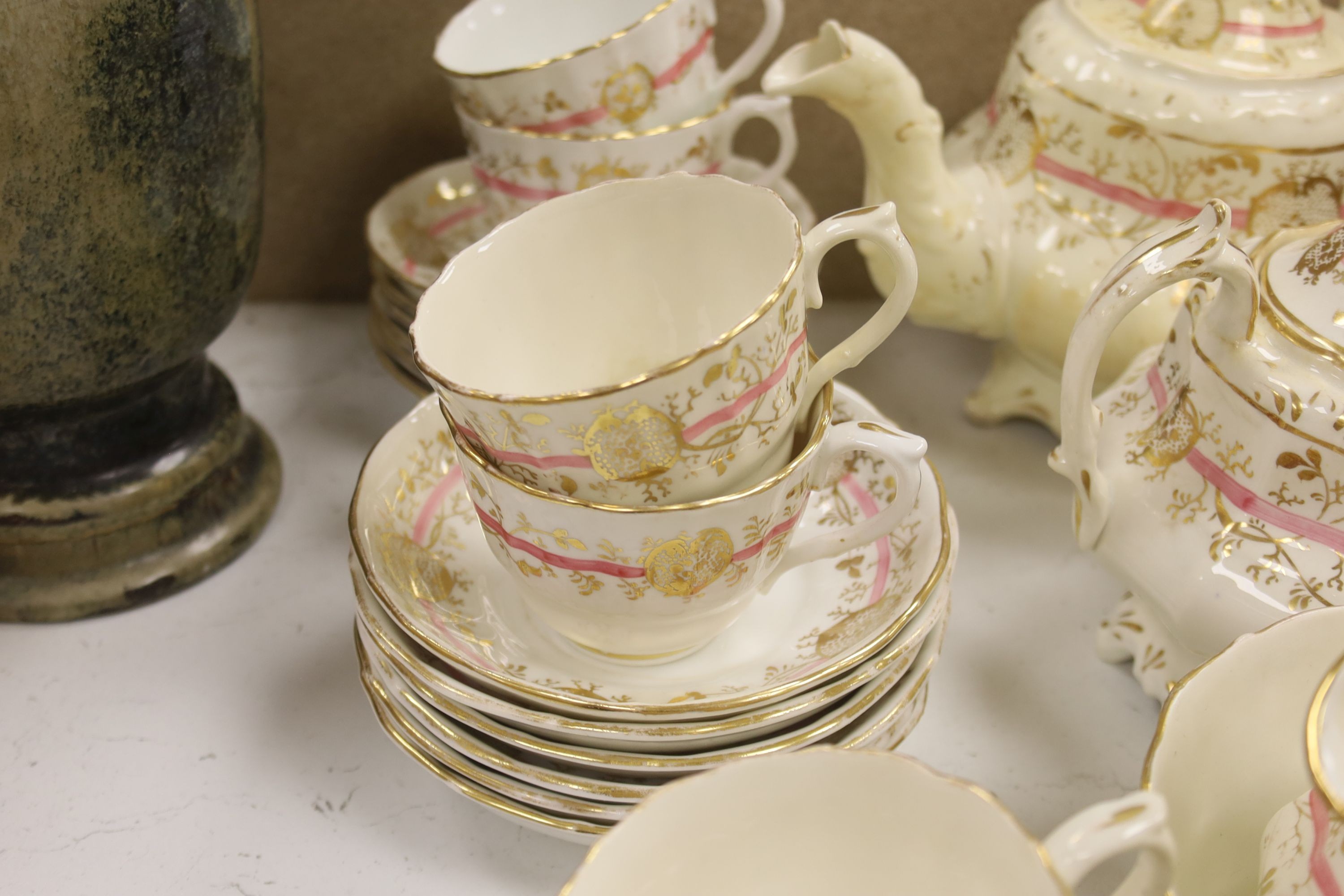 A Rockingham type part tea set